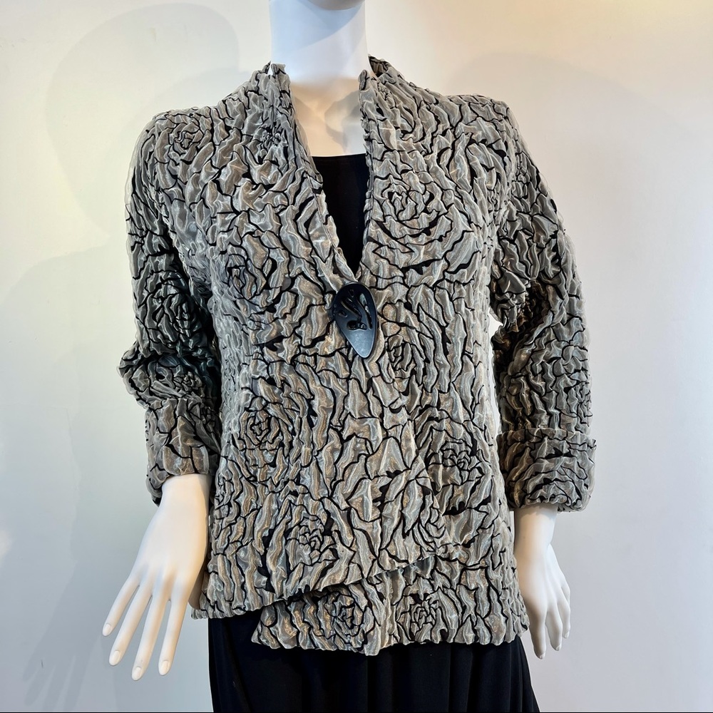 IC Collection asymmetrical silver quilted jacket